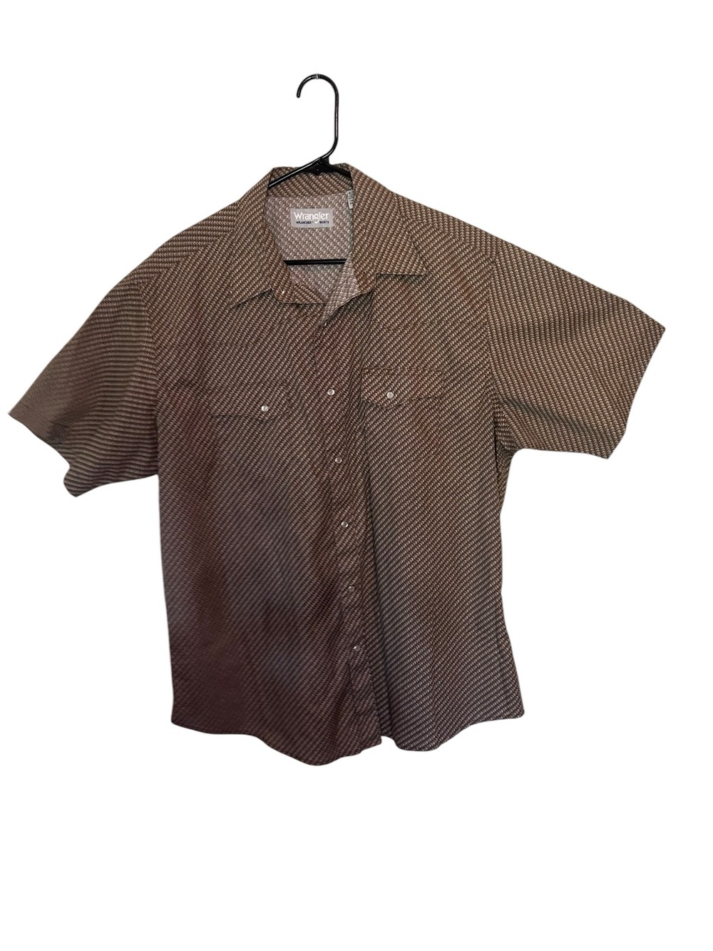 Wrangler Brown Patterned Short-Sleeve Button-Down